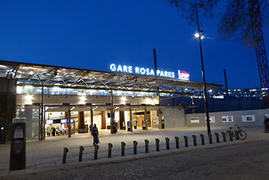 Gare Rosa Parks at twilight